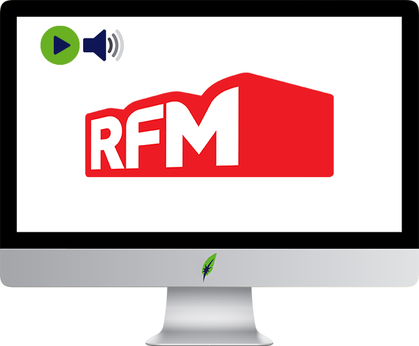 Afbeelding computerscherm met logo radiozender RMF FM - Portugal - in kleur op transparante achtergrond - 600 * 496 pixels